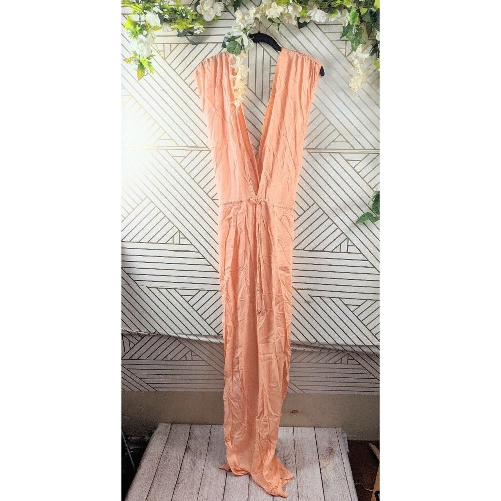 INDAH Women's Maxi Dress Flowy Deep V Cut Tie Rayon Blend Size Small